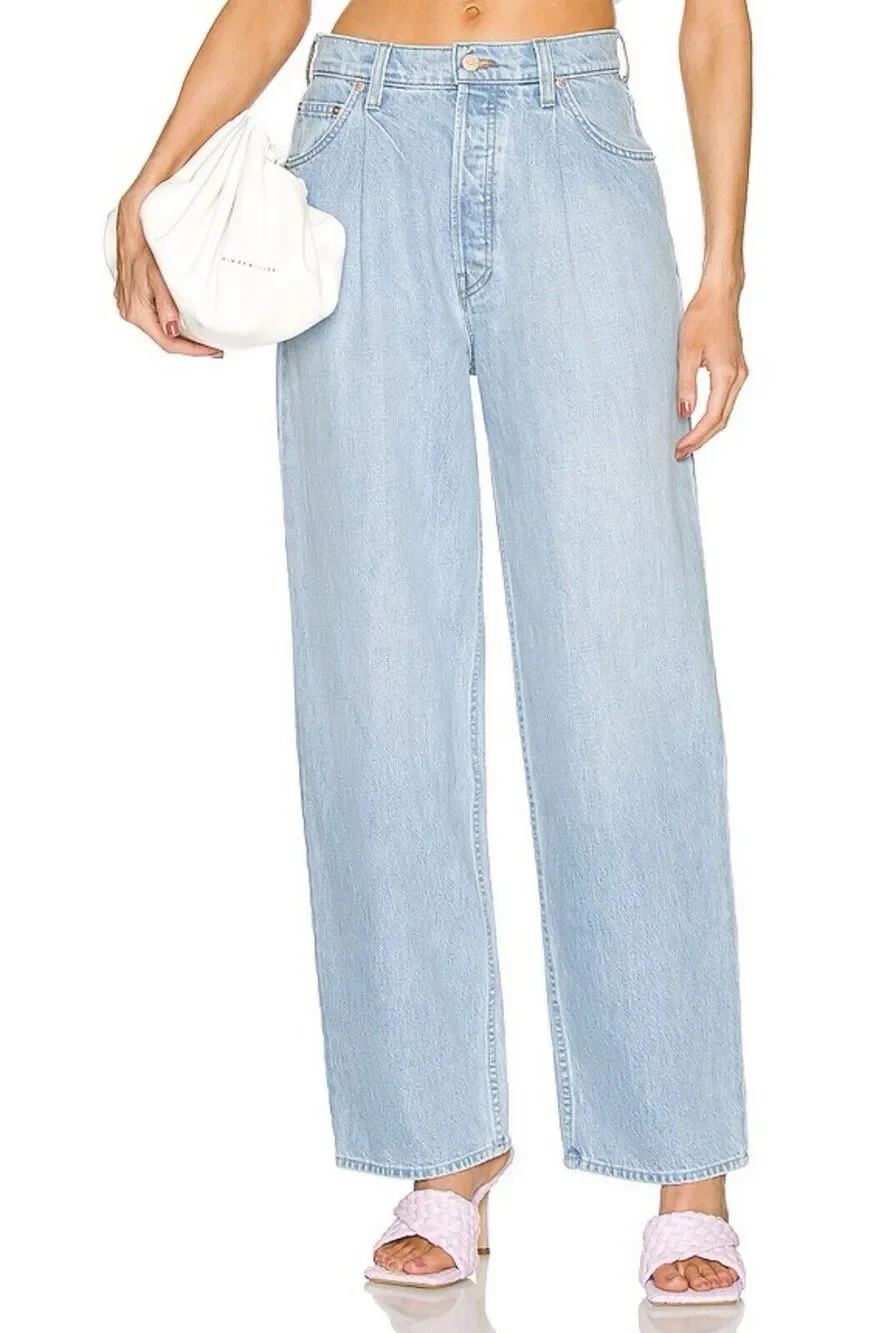 MOTHER SNACKS! The Pleated Fun Dip Puddle Just a Nibble Jeans 34 Baggy Straight